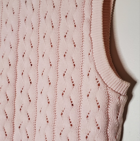 Baby Pink Sleeveless Cable Knit Shell Tank Sweater - Picture 11 of 13